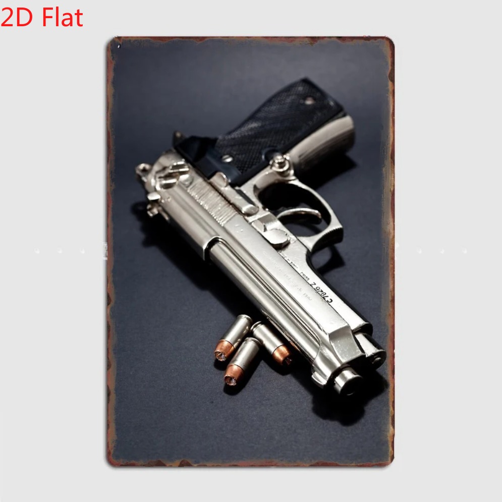 Vintage Home Cinema - Vintage Pistol Iron Sign Poster Retro