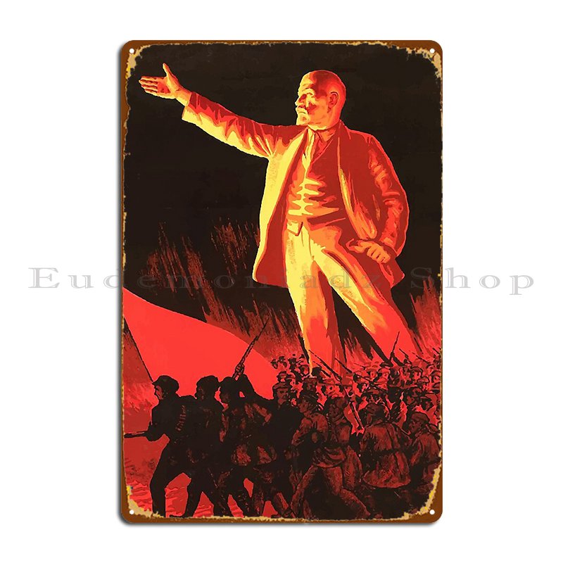 Vintage Home Cinema - Vladimir Lenin Vintage Propaganda Poster Metal