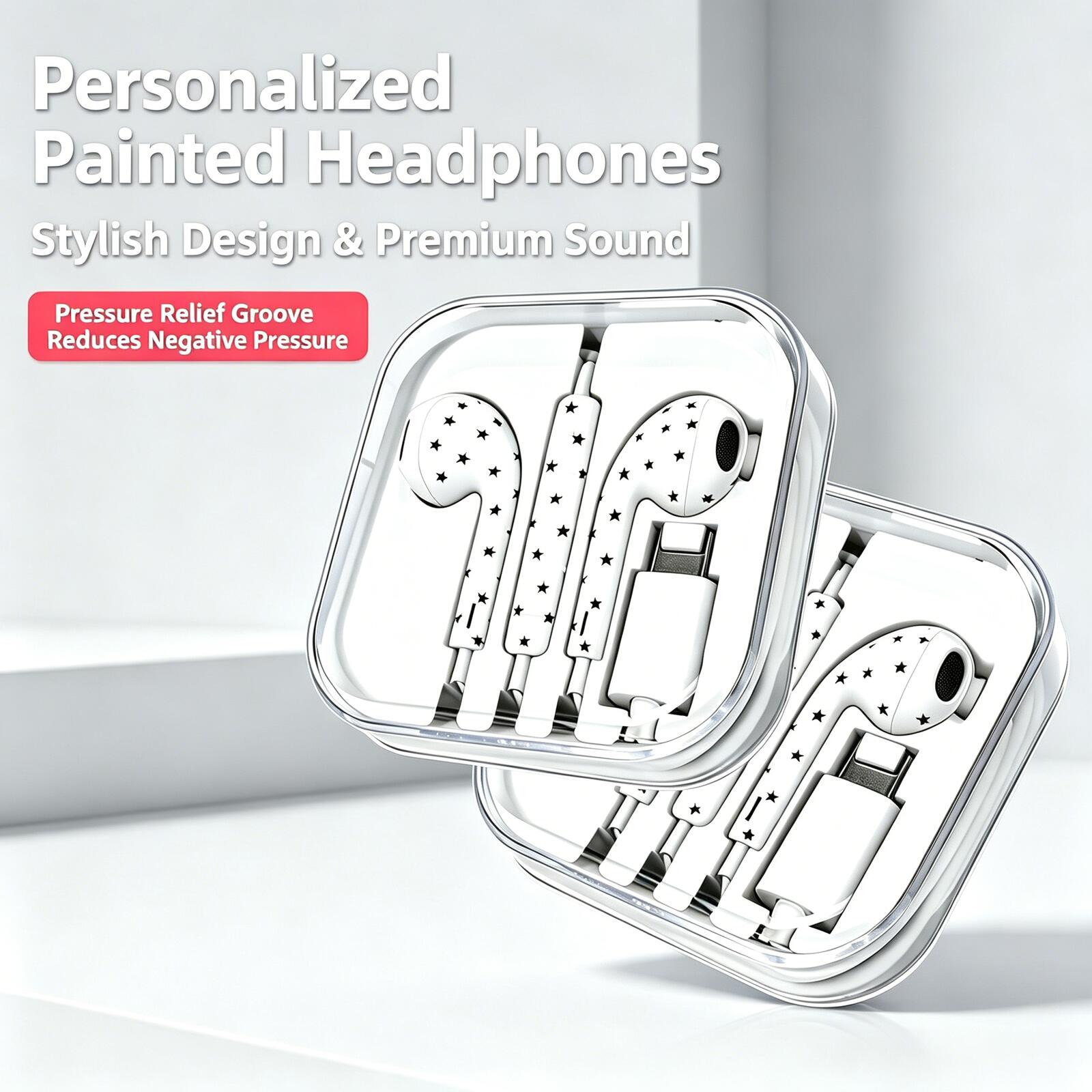 Home Cinema Pc - Fashion Type-C Wired Earphones Painted Star