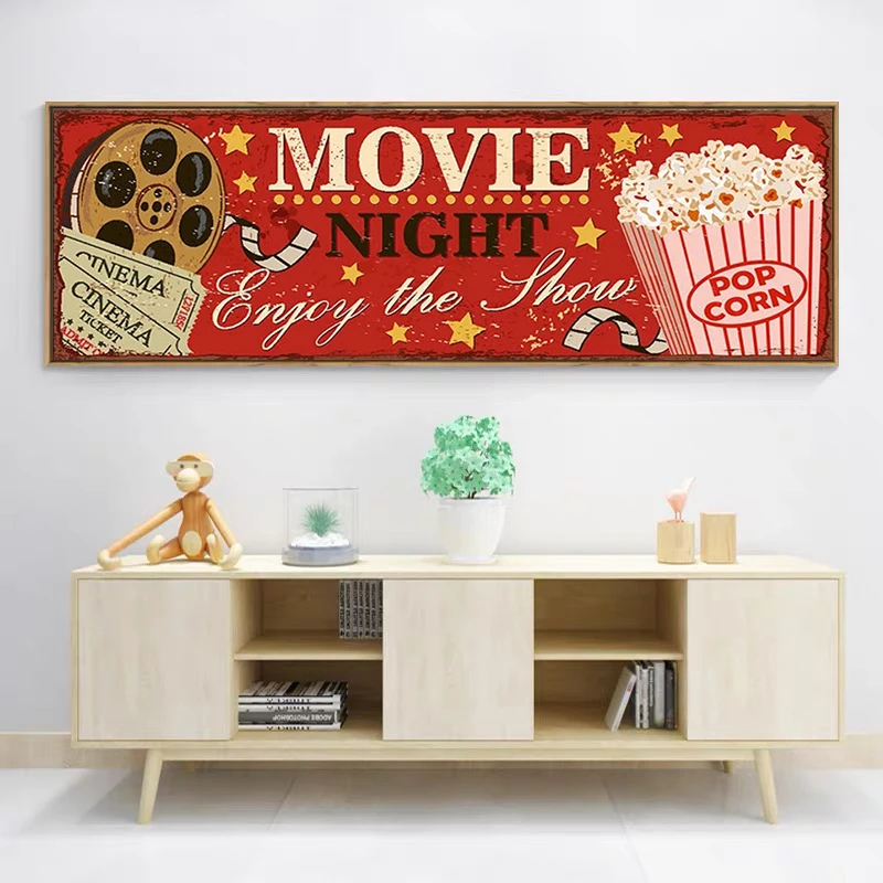 Cinema Sign Canvas Painting Ab - Vintage Home Cinema 评论和价格