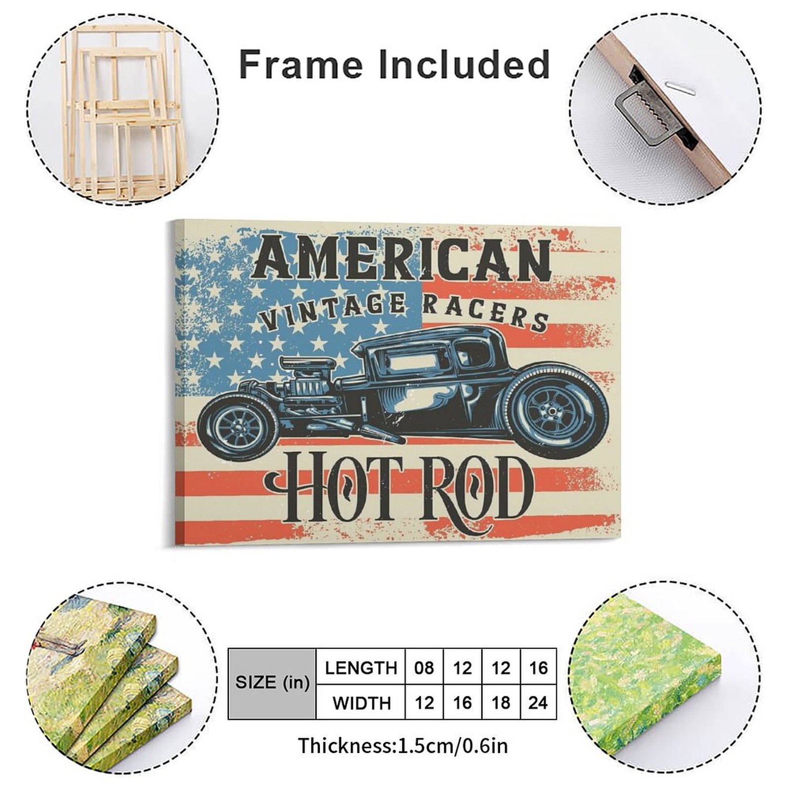 American Hot Rod Canvas Painti - Home Cinema Wall 评论和价格