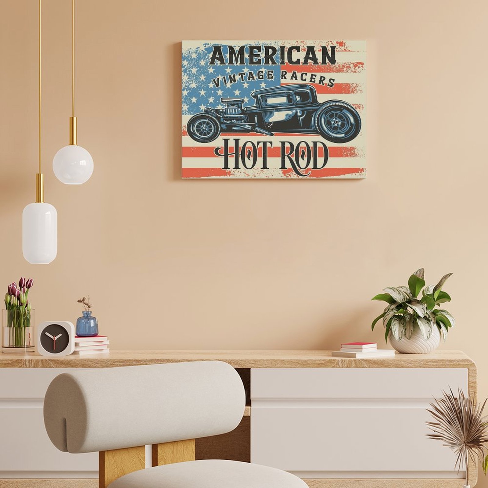 American Hot Rod Canvas Painti - Home Cinema Wall 评论和价格