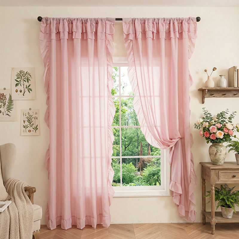 Vintage Ruffle Mesh Sheer Curt - Vintage Home Cinema 评论和价格