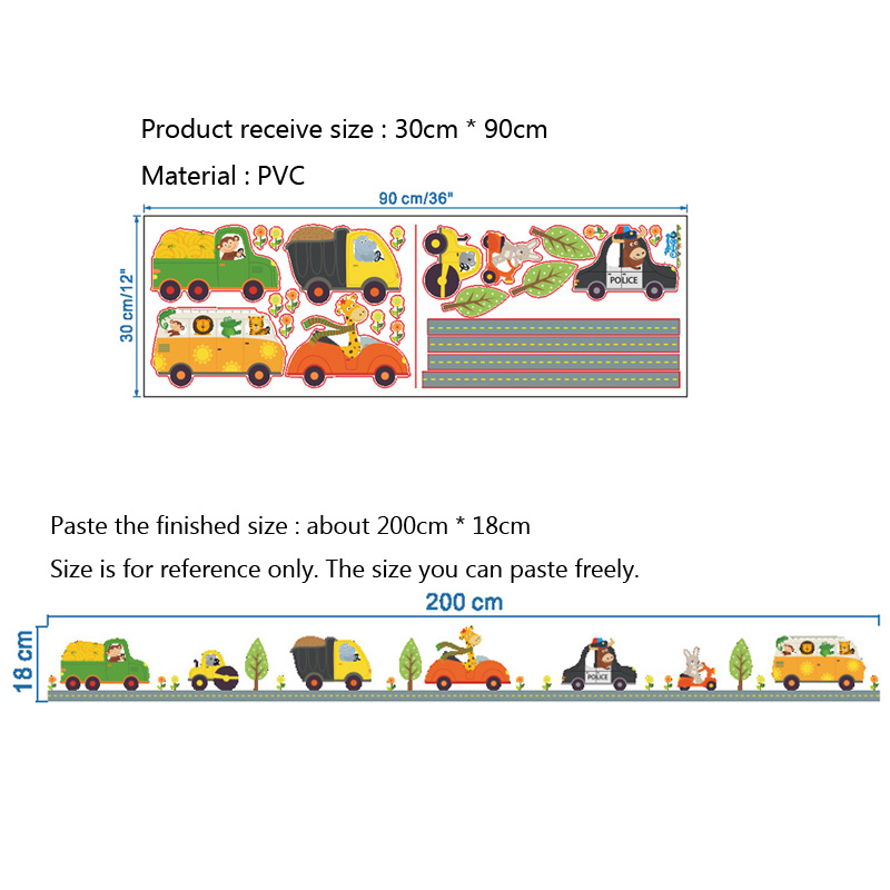 Cartoon Animals Car Wall Stick - Home Cinema Wall 评论和价格