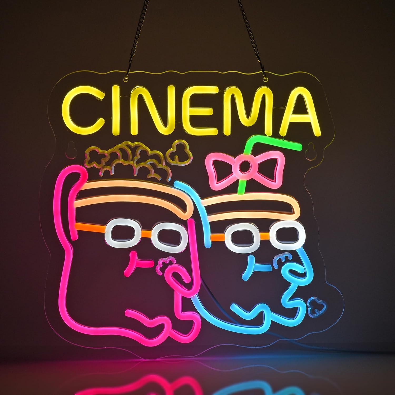 Cinema Neon Sign LED Popcorn D - Home Cinema Films 评论和价格