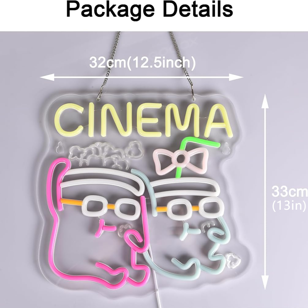 Cinema Neon Sign LED Popcorn D - Home Cinema Films 评论和价格