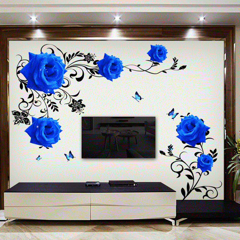 Large Size Blue Rose Flowers W - Home Cinema Wall 评论和价格
