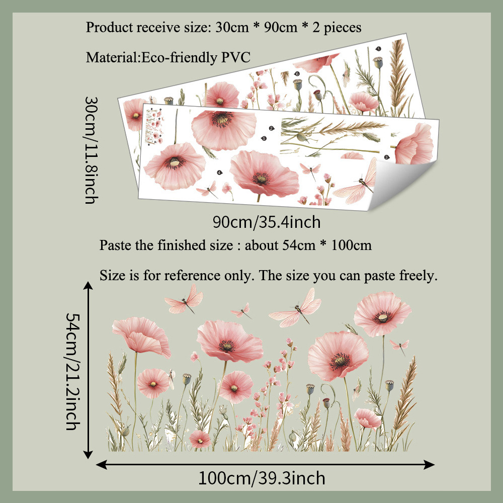 Watercolor Pink Flowers Dragon - Home Cinema Wall 评论和价格