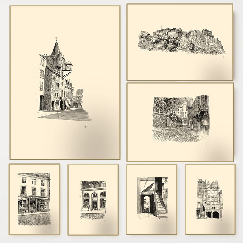 Vintage Edinburgh Castle Pen I - Home Cinema Wall 评论和价格