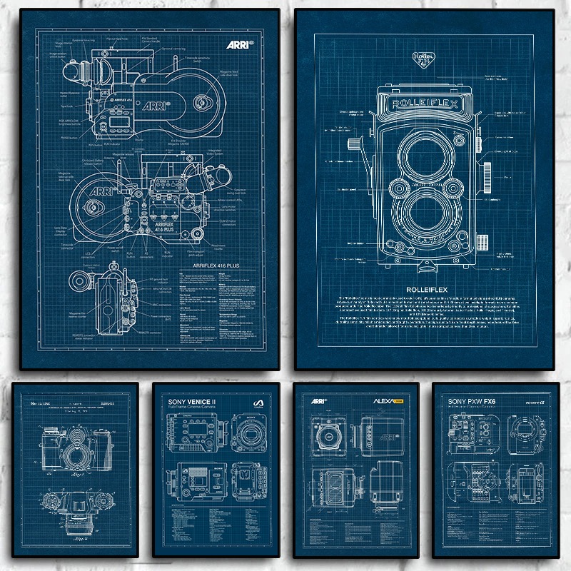 Vintage Leica Camera Blueprint - Home Cinema Wall 评论和价格